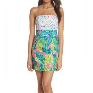 Lily Pulitzer Brynn Pink Sunset Strapless Dress Sz. 0